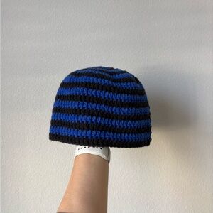 Blue & Black Striped Beanie